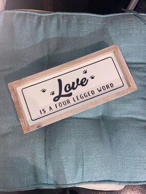 Dog Cat Lover’s Wood Sign Home Decor ‘Love Is A 4 Legged Word’ Paw Prints
